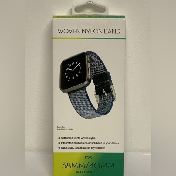 NEW Woven Nylon Watch BAND ONLY for Apple Watch 38MM/40MM Blue New in Box - Picture 1 of 5